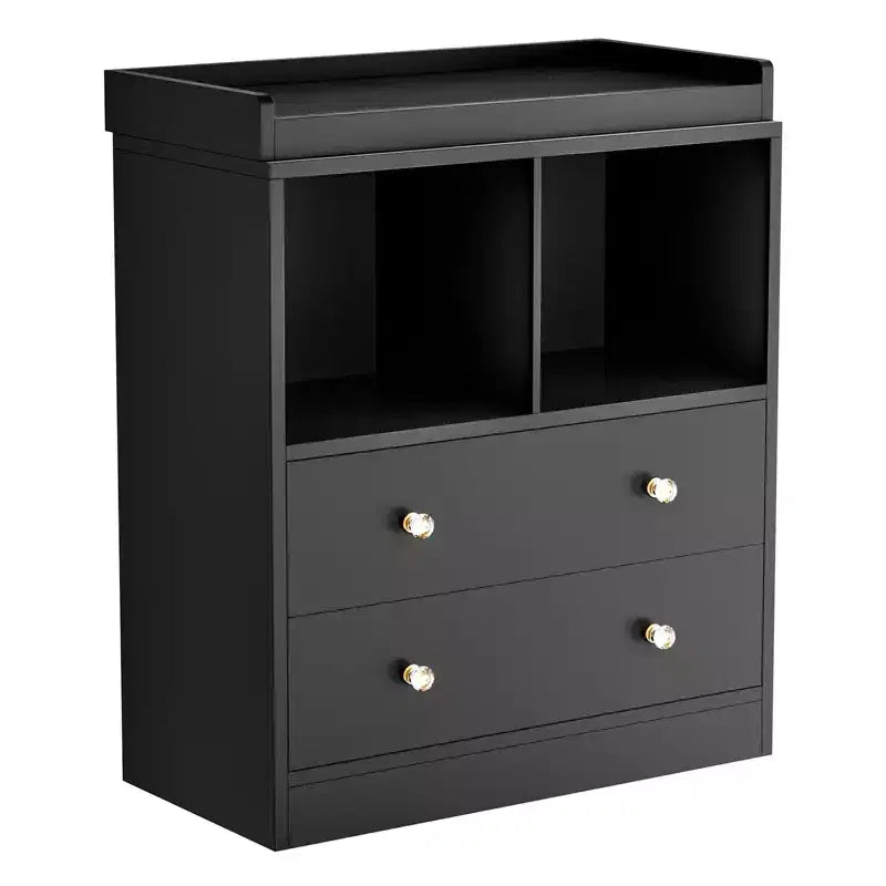 Baby Changing Table, Changing Tablewith Pad, 2 Drawers and 2 Open Compartments for Nursery Room with Modern White Diaper Changing Station, Bedroom