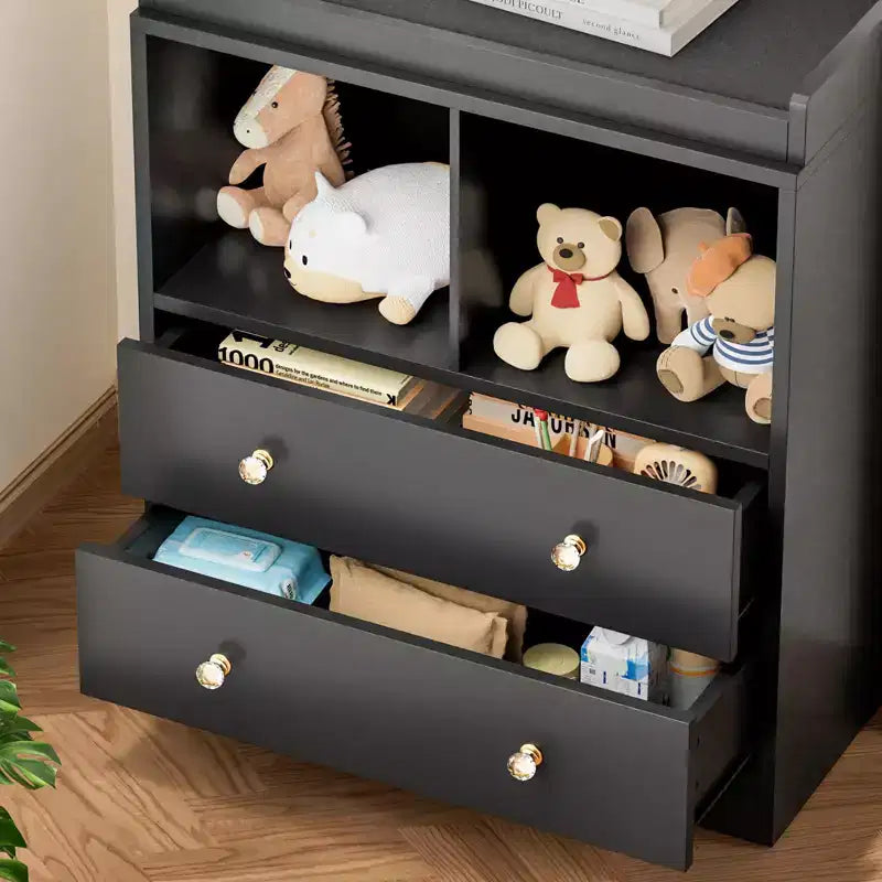 Baby Changing Table, Changing Tablewith Pad, 2 Drawers and 2 Open Compartments for Nursery Room with Modern White Diaper Changing Station, Bedroom