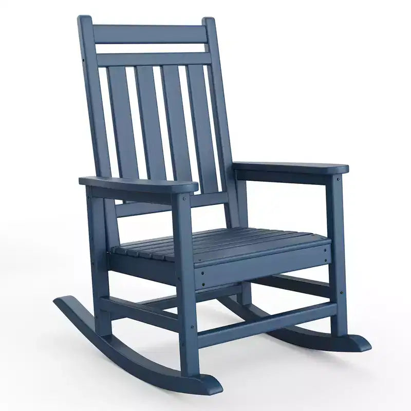 Rocking Chair, All Weather HDPE Plastic Patio Rocker Chair with Wide Armrests, Classic Fire Pit Chair for Porch, Deck, Lawn, Garde