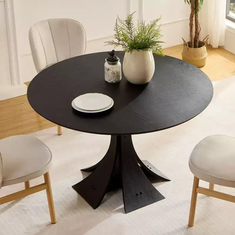Okak Modern Round Dining Table Kitchen Table Wood Dining Table for 6 for Living Room, Cafe