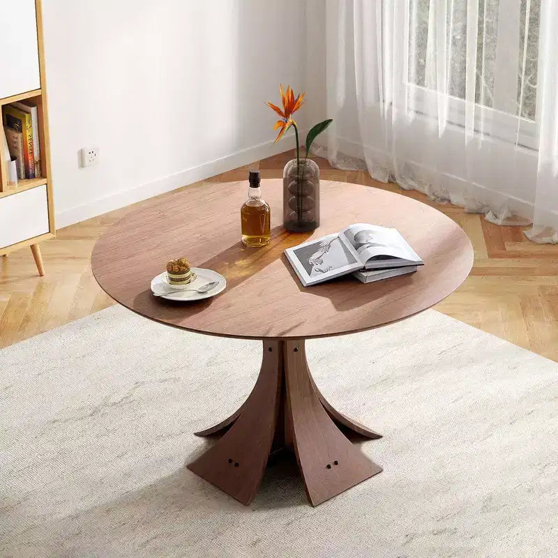 Okak Modern Round Dining Table Kitchen Table Wood Dining Table for 6 for Living Room, Cafe