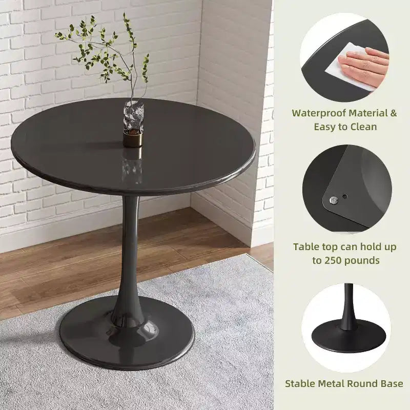 Okak 23.6/31.5in Round Dining Table Kitchen Table with Steel Tulip Base Round Kitchen Table for Dining Room