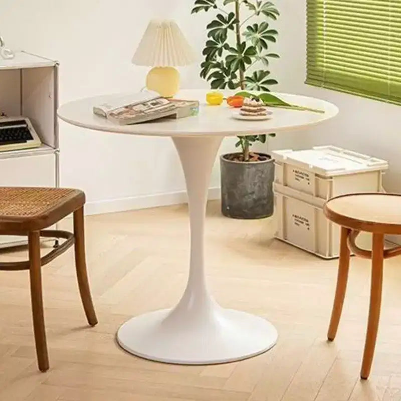 Okak 23.6/31.5in Round Dining Table Kitchen Table with Steel Tulip Base Round Kitchen Table for Dining Room