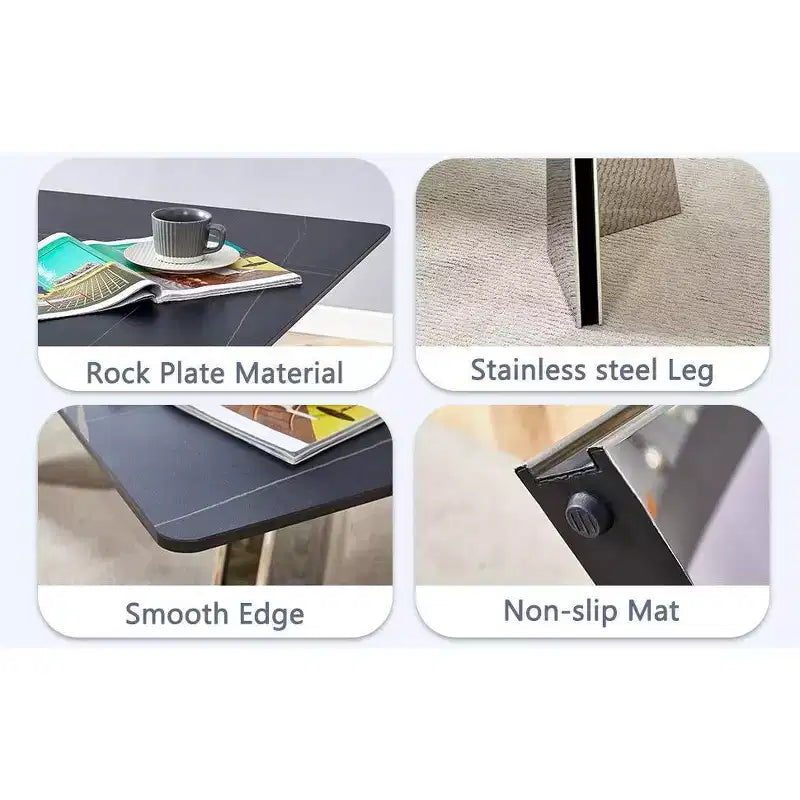 Okak 63 Modern Dining Table Kitchen Table, Counter Height Table with Imitation Marble and Curved Base for 6