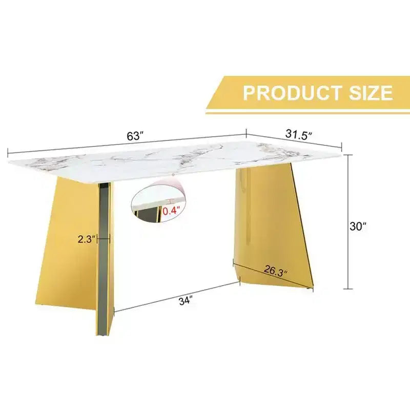 Okak 63 Modern Dining Table Kitchen Table, Counter Height Table with Imitation Marble and Curved Base for 6