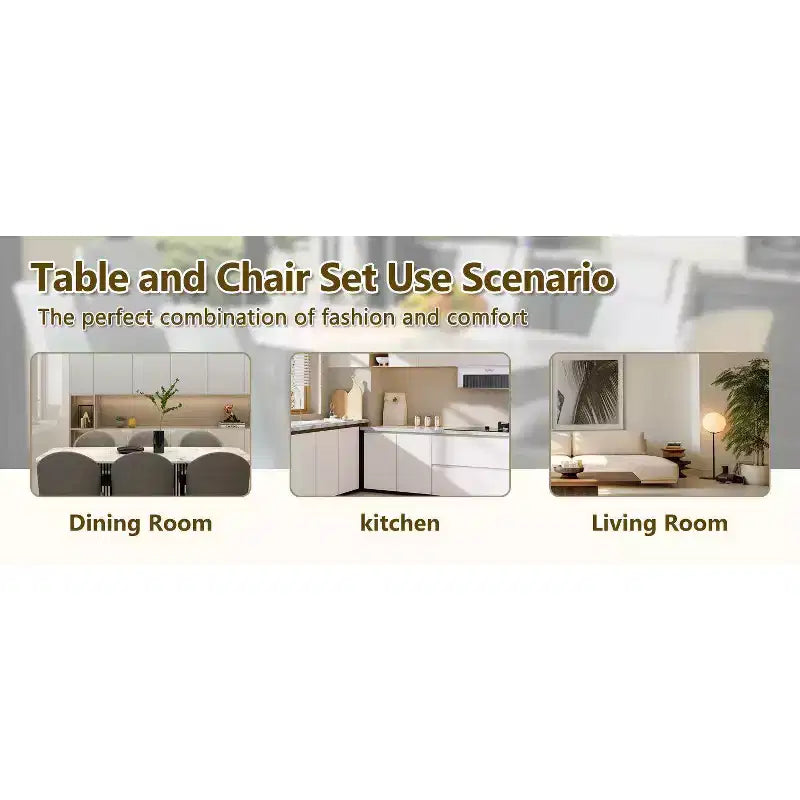 Okak 63 Modern Dining Table Kitchen Table, Counter Height Table with Imitation Marble and Curved Base for 6