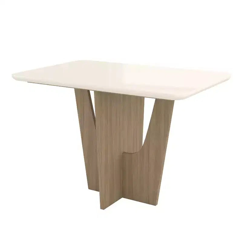 Okak Compact 4/6 Seater Italian Dining Table with Painted Glass Top and Wooden Base Kitchen Table for Kitchen, Dining Room