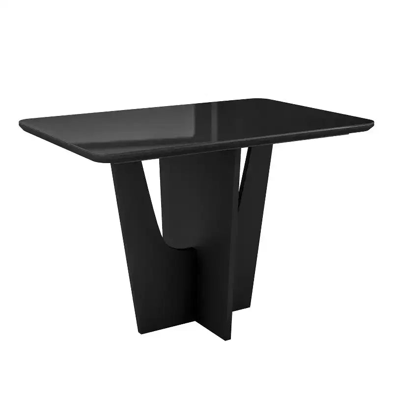 Okak Compact 4/6 Seater Italian Dining Table with Painted Glass Top and Wooden Base Kitchen Table for Kitchen, Dining Room
