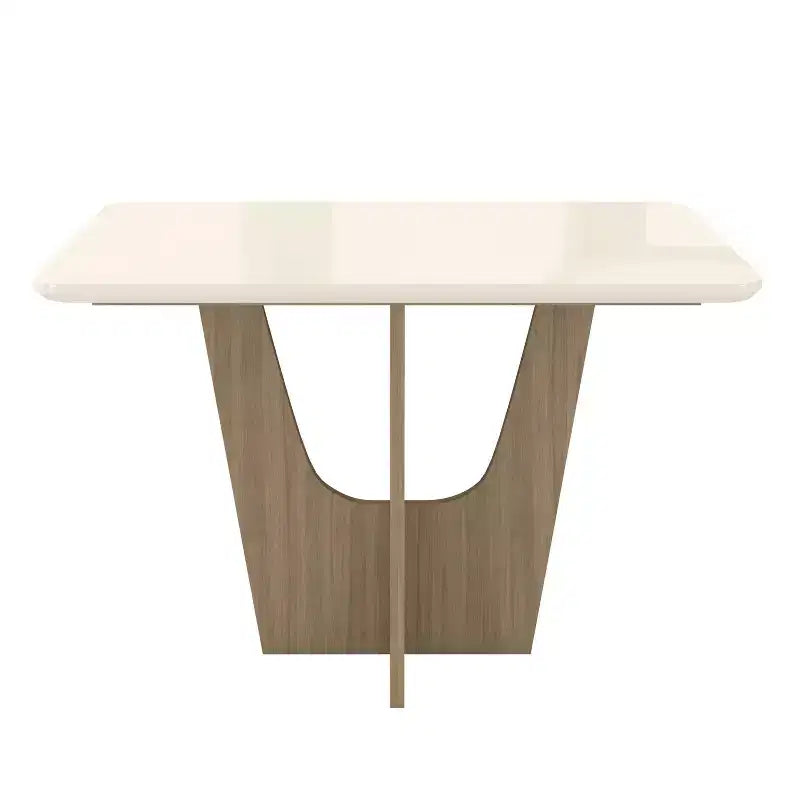 Okak Compact 4/6 Seater Italian Dining Table with Painted Glass Top and Wooden Base Kitchen Table for Kitchen, Dining Room