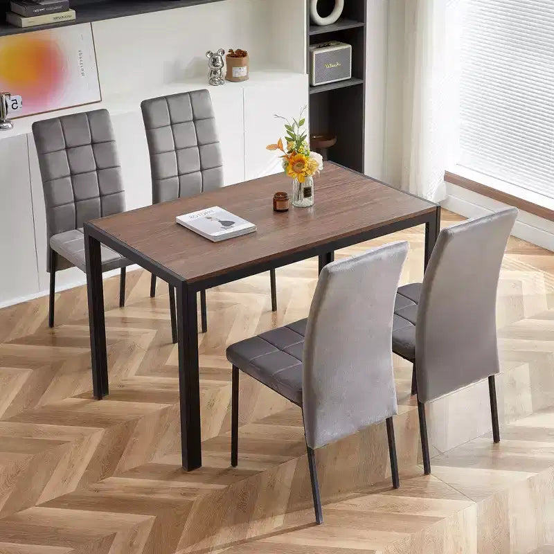 Okak Rectangular Wooden Dining Table Large Kitchen Table with Veneered MDF Wood Structure for Dining Room, Walnut