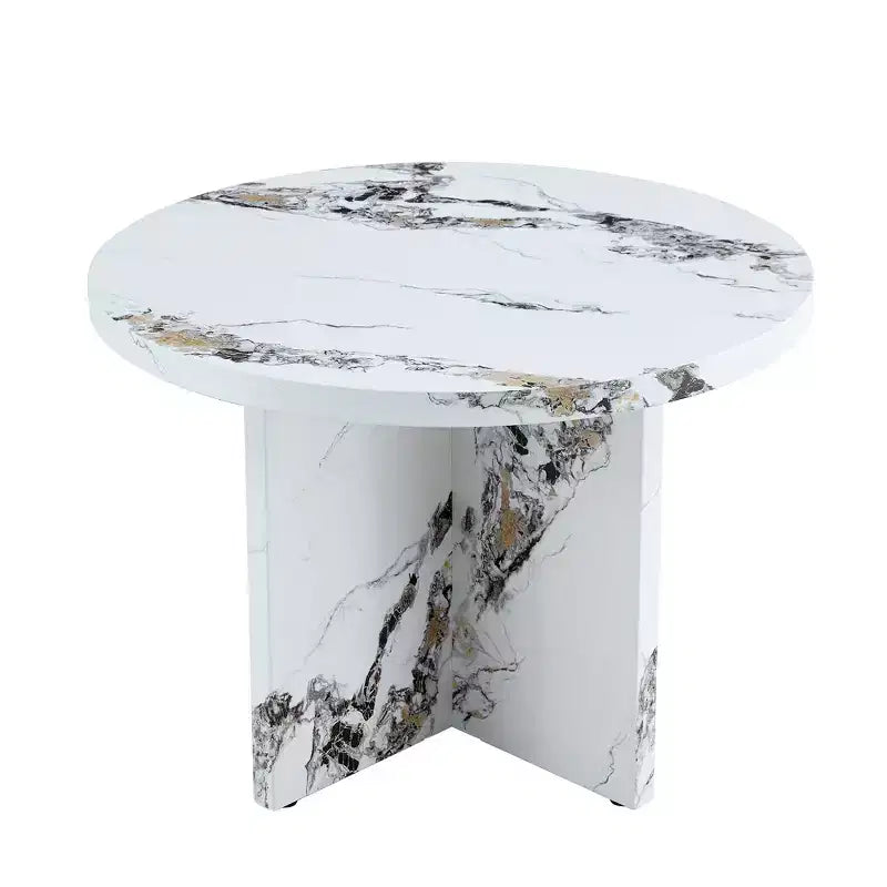 Okak 42 Inch Round Dining Table Modern Kitchen Table with MDF Legs for 4 Person, for Living Room, Dining Room, White