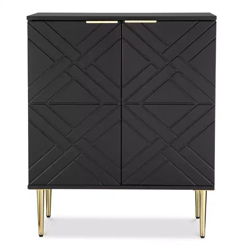 Meuble de rangement, buffet moderne avec 2 portes décoratives à motifs en relief, buffet de cuisine avec étagère réglable, entrée