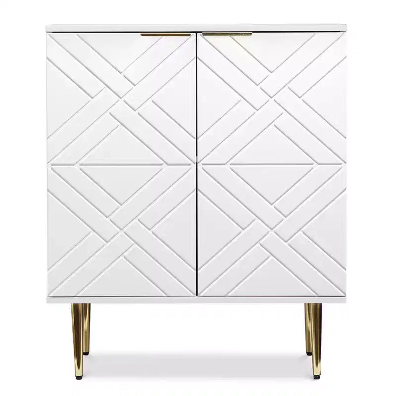 Meuble de rangement, buffet moderne avec 2 portes décoratives à motifs en relief, buffet de cuisine avec étagère réglable, entrée