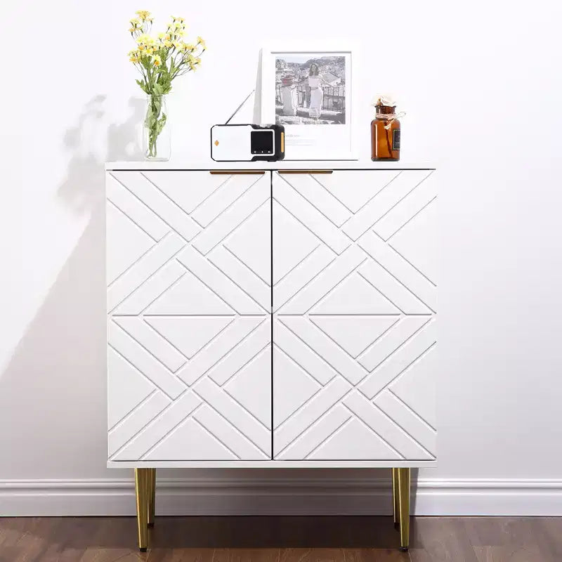 Meuble de rangement, buffet moderne avec 2 portes décoratives à motifs en relief, buffet de cuisine avec étagère réglable, entrée