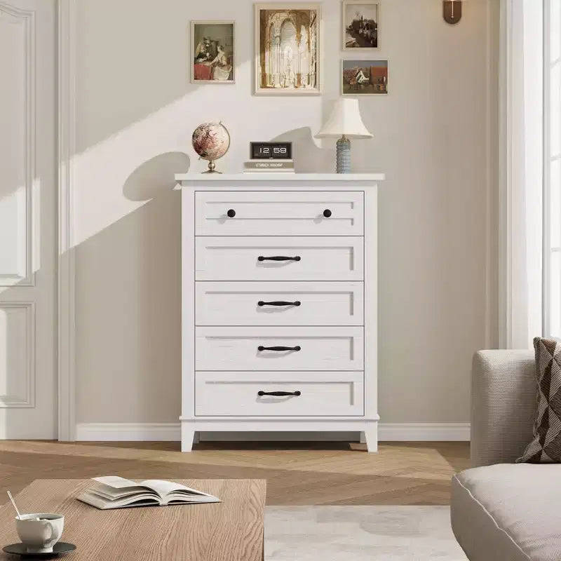 GustoWave 5 Dresser for Bedroom, 41.3 Tall Vertical Drawer Dresser with Large Storage, Freestanding Wooden Closet Chest for Bedroom, Living Room