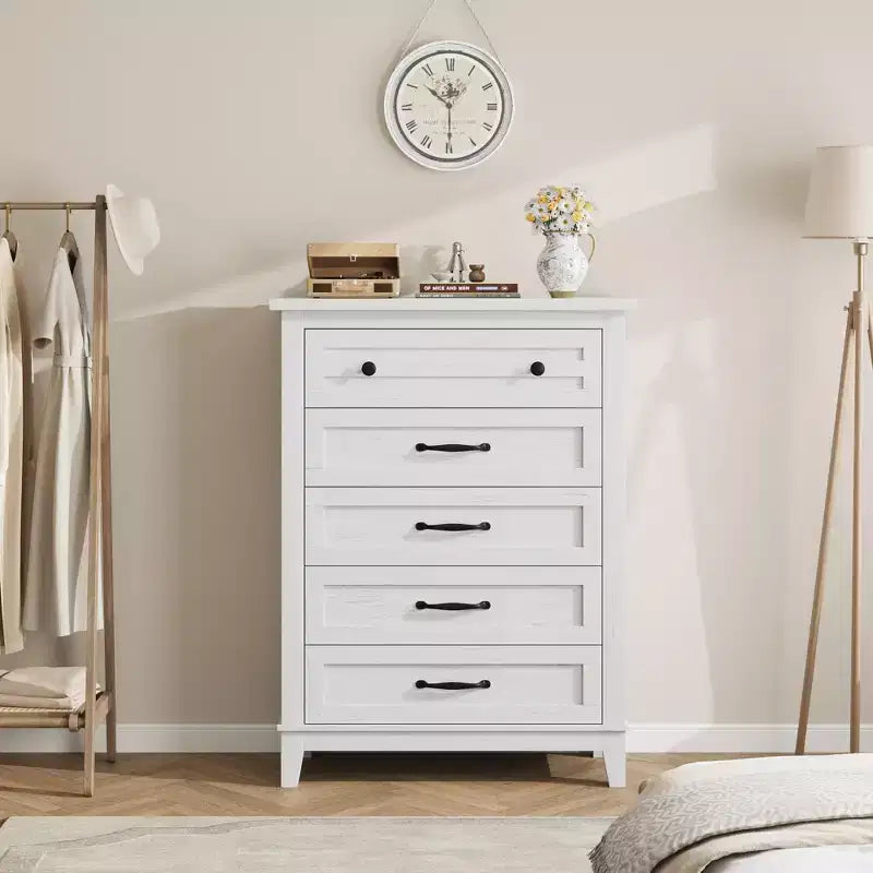 GustoWave 5 Dresser for Bedroom, 41.3 Tall Vertical Drawer Dresser with Large Storage, Freestanding Wooden Closet Chest for Bedroom, Living Room