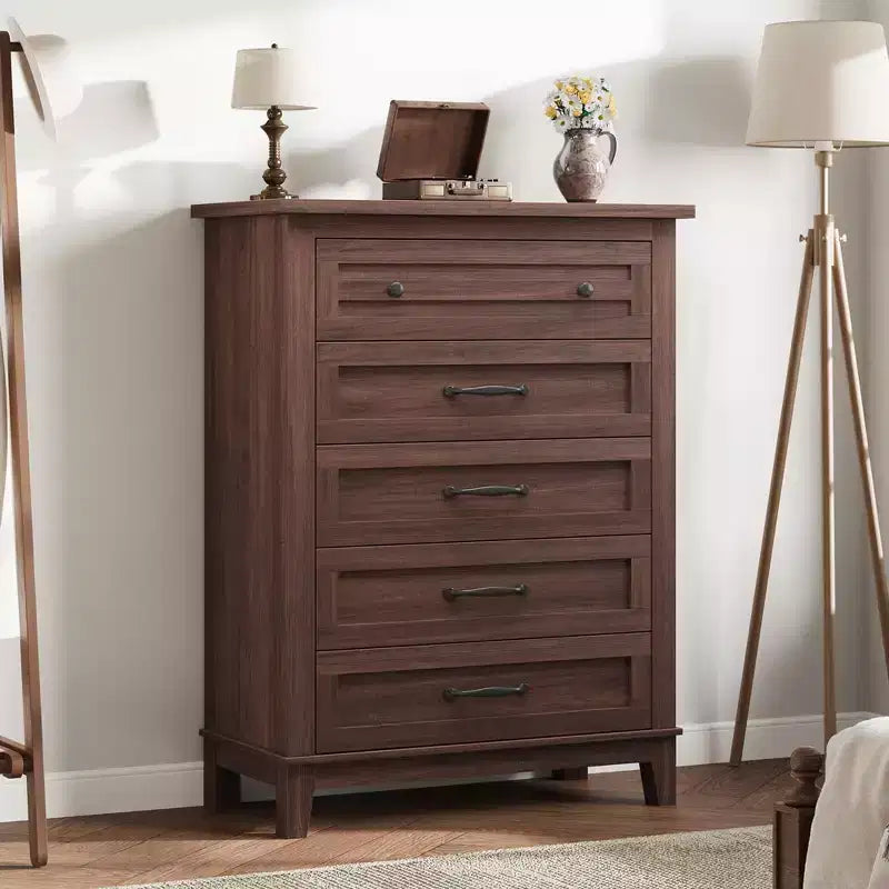 GustoWave 5 Dresser for Bedroom, 41.3 Tall Vertical Drawer Dresser with Large Storage, Freestanding Wooden Closet Chest for Bedroom, Living Room