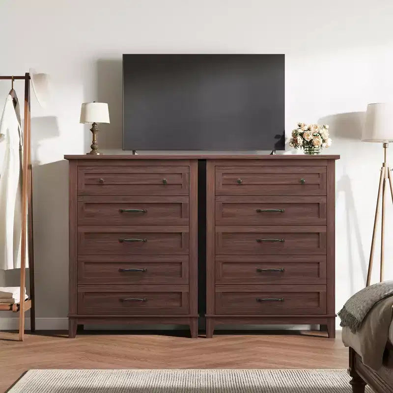 GustoWave 5 Dresser for Bedroom, 41.3 Tall Vertical Drawer Dresser with Large Storage, Freestanding Wooden Closet Chest for Bedroom, Living Room