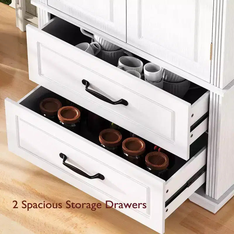 Okak 71 Embossed Texture Kitchen Pantry Sideboard Cabinet with Pull Out Storage, Freestanding Cupboard Buffet Cabinet for Kitchen Dining Room