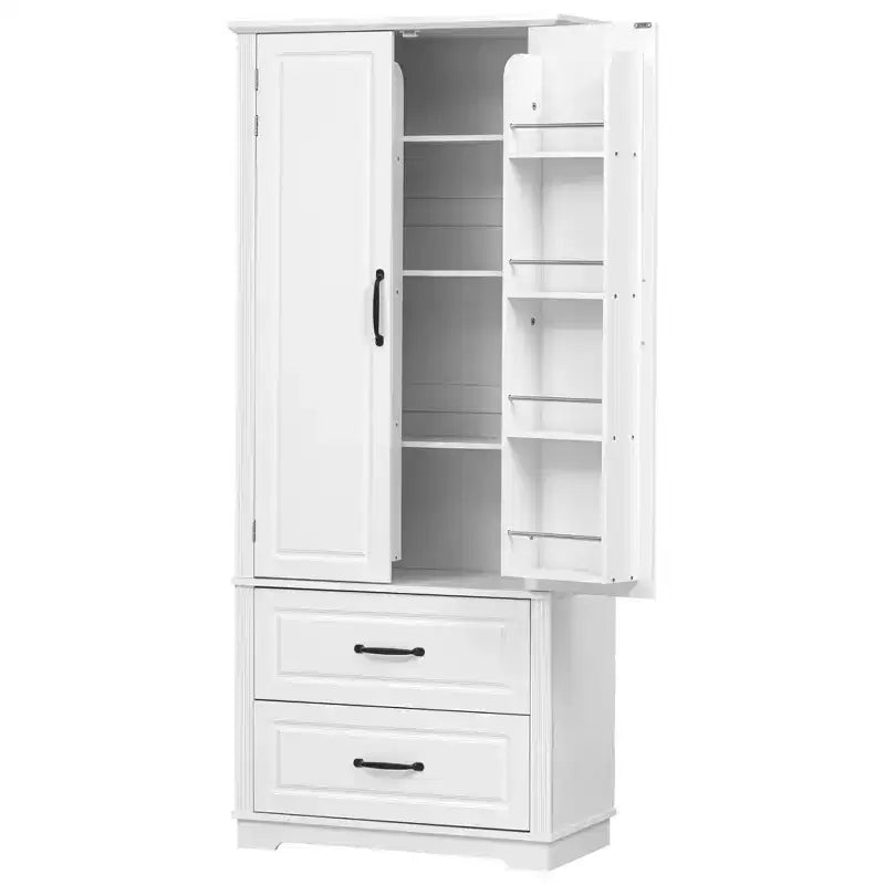 Okak 71 Embossed Texture Kitchen Pantry Sideboard Cabinet with Pull Out Storage, Freestanding Cupboard Buffet Cabinet for Kitchen Dining Room