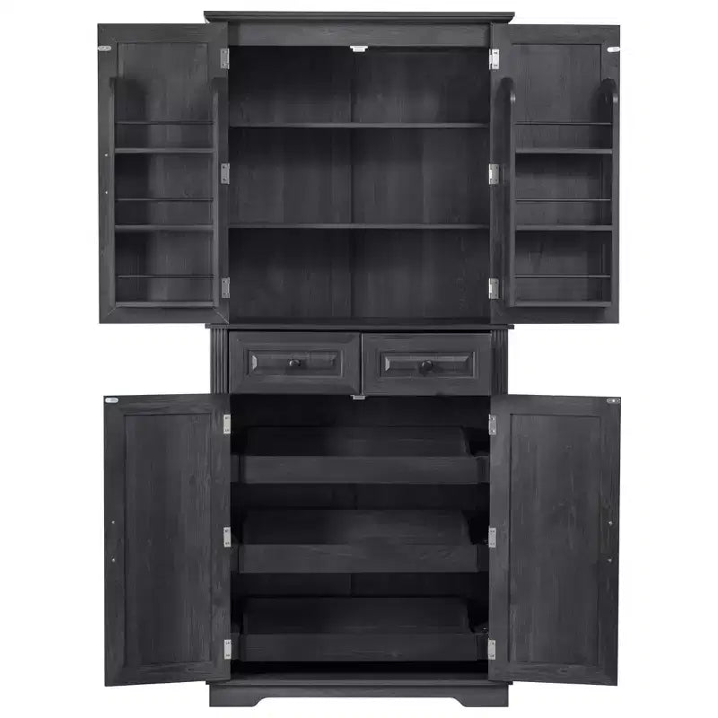 Okak 71 Embossed Texture Kitchen Pantry Sideboard Cabinet with Pull Out Storage, Freestanding Cupboard Buffet Cabinet for Kitchen Dining Room