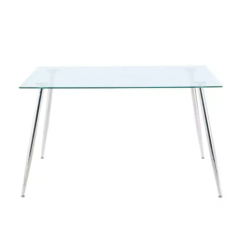 Okak Rectangle Dining Table with Tempered Glass and Metal Legs Modern Dining Table for Dining Room
