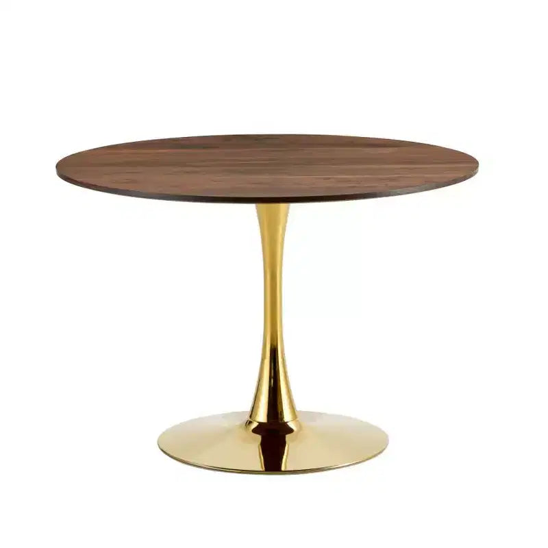 Okak 31.5 Round Dining Table Dining Room Table with Metal Tulip Base for Dining Room, Gold