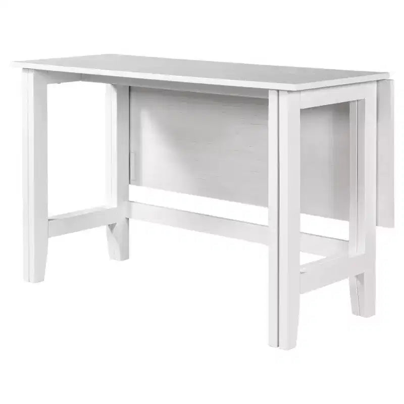Table à manger rectangulaire extensible Okak Farmhouse avec rallonge de 45,7 cm, table de cuisine pour 4 personnes, peu encombrante, blanche