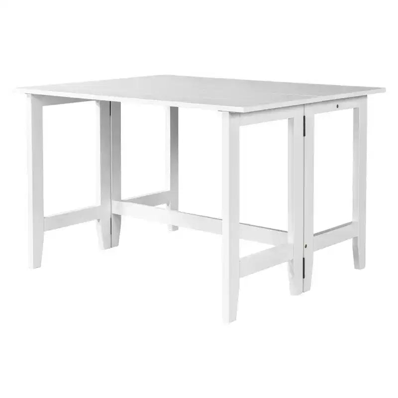 Table à manger rectangulaire extensible Okak Farmhouse avec rallonge de 45,7 cm, table de cuisine pour 4 personnes, peu encombrante, blanche