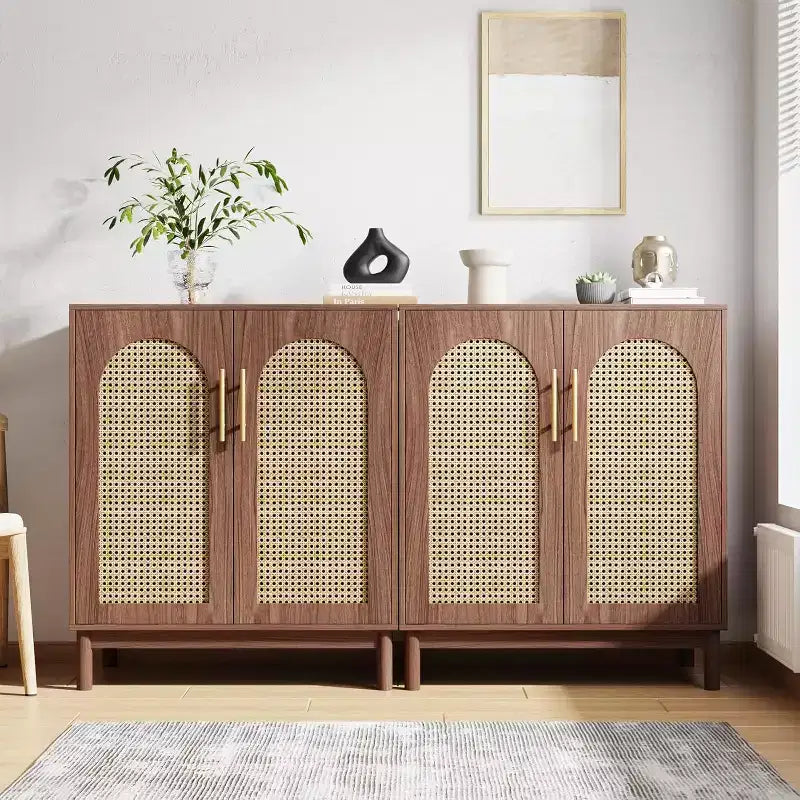 Modern Buffet Cabinet with Storage, 59 Inch Kitchen Sideboard Cabinet with 4 Doors, Coffee Bar Cabinet