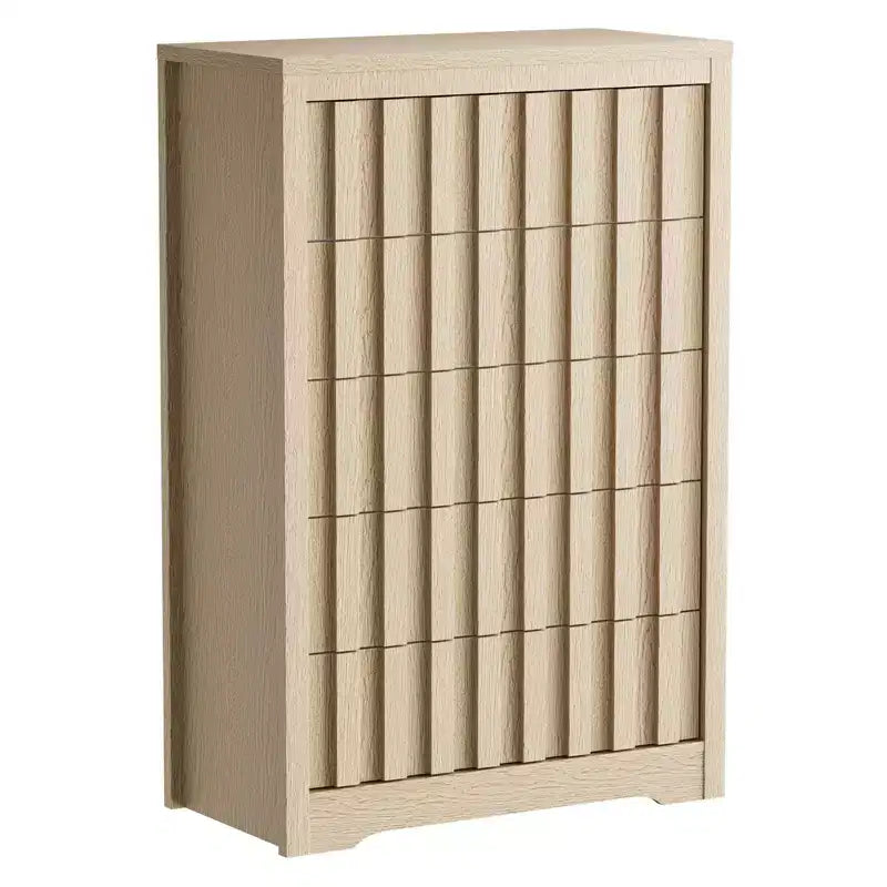 GustoWave Fluted Dresser for Bedroom with 5 Drawers,Chest of Drawers,Wooden Dresser TV Stand, Wood Clothes Closet Organizer with Deep Storage