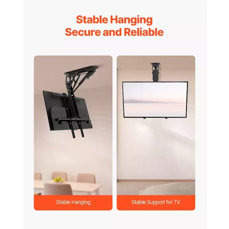 VEVOR Motorized Ceiling TV Mount, TV Wall Mount for 32 to 65 Inch TV, Electric Adjustable Ceiling TV Mount, Motorized Flip Down TV Mount, Black