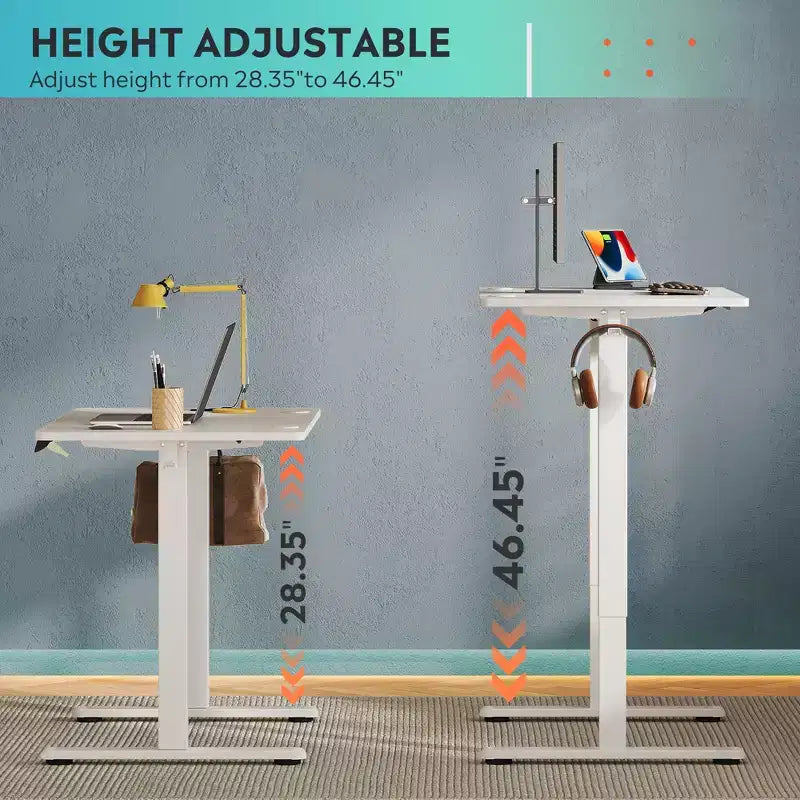 DEXYLLO 40x24 Electric Standing Desk, One-Piece Desktop with 3 Height Memory Settings, Adjustable Computer Desk for Home Office Sit-Stand