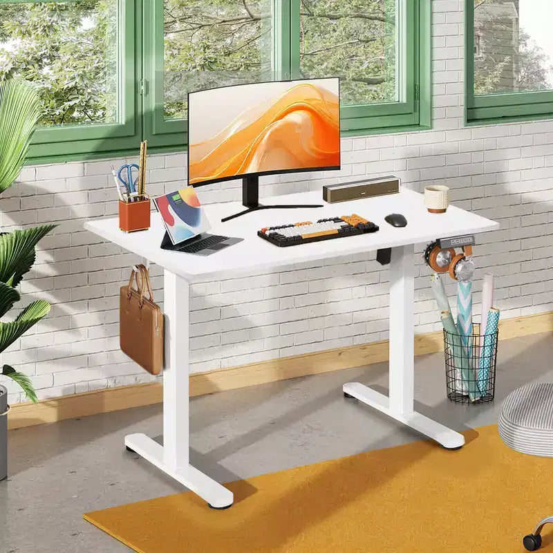 DEXYLLO 40x24 Electric Standing Desk, One-Piece Desktop with 3 Height Memory Settings, Adjustable Computer Desk for Home Office Sit-Stand