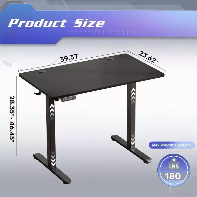 DEXYLLO 40x24 Electric Standing Desk, One-Piece Desktop with 3 Height Memory Settings, Adjustable Computer Desk for Home Office Sit-Stand