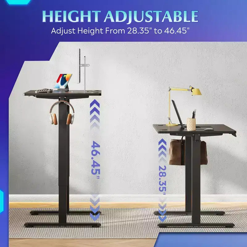 DEXYLLO 40x24 Electric Standing Desk, One-Piece Desktop with 3 Height Memory Settings, Adjustable Computer Desk for Home Office Sit-Stand
