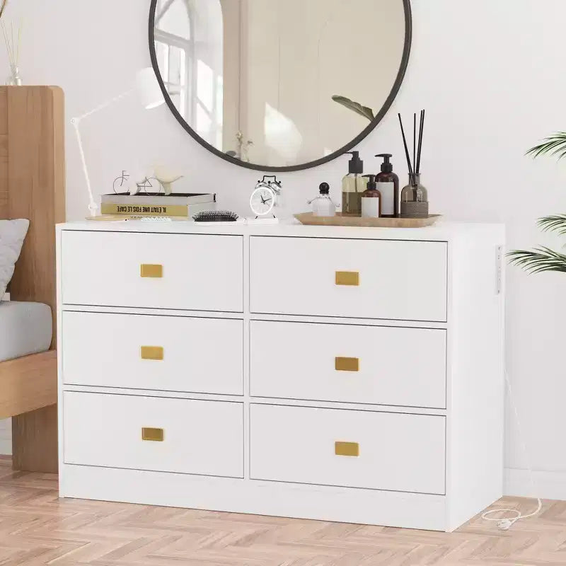 6-Drawer Nursery Dresser with Changing Table - Dresser with Safety Rails & Waterproof Top