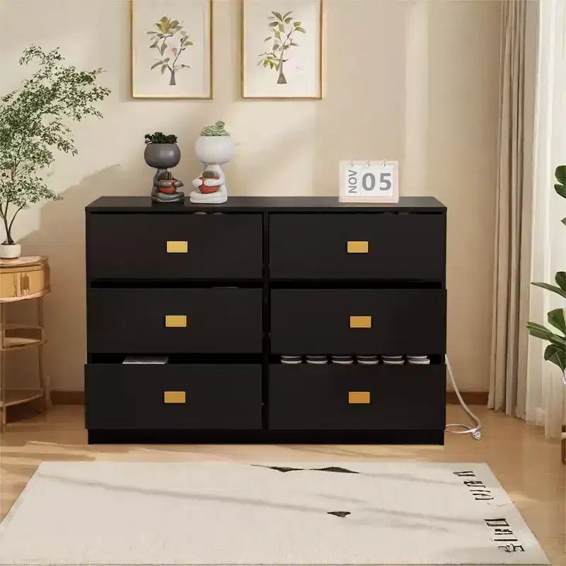 6-Drawer Nursery Dresser with Changing Table - Dresser with Safety Rails & Waterproof Top
