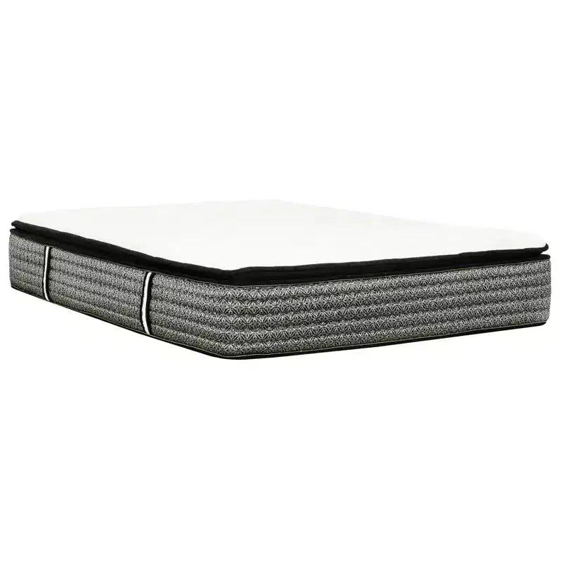 HomeStock Majestic 14 in. Pillow Top Pocket Coil Hybrid Mattress, Gray