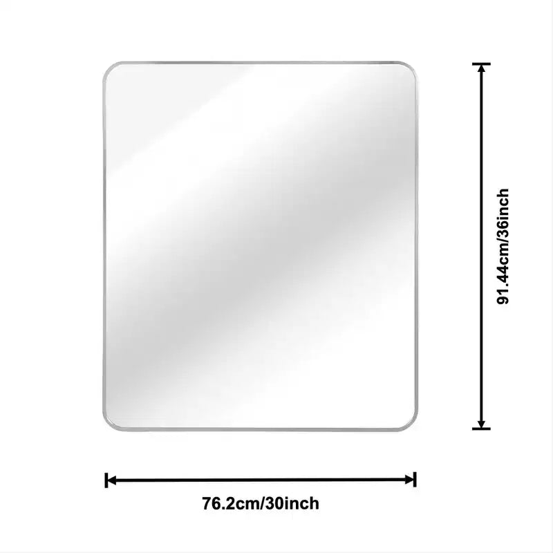 Whisen 30x36 Inch Rectangular Bathroom Wall Mirror, HD Glass with Anti-Rust Aluminum Frame