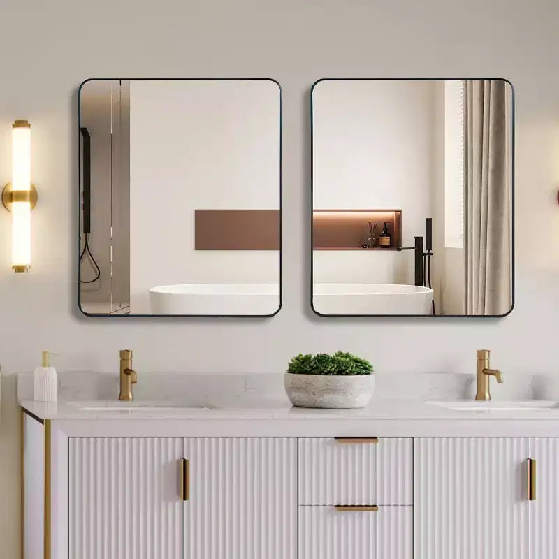Whisen 30x36 Inch Rectangular Bathroom Wall Mirror, HD Glass with Anti-Rust Aluminum Frame
