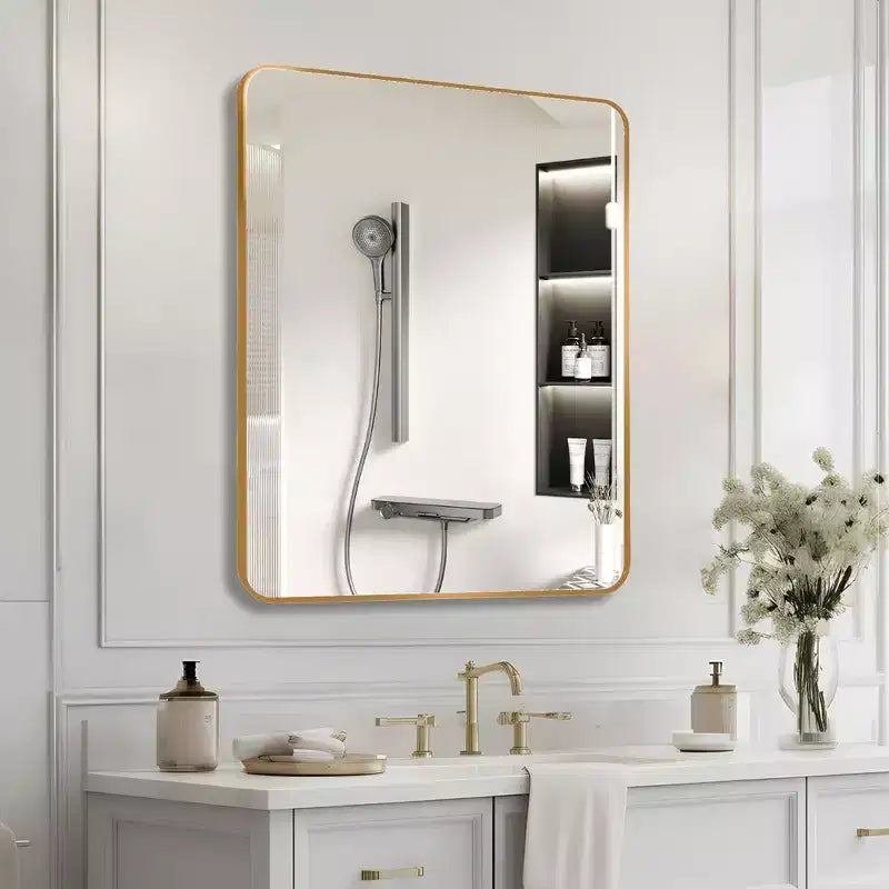Whisen 30x36 Inch Rectangular Bathroom Wall Mirror, HD Glass with Anti-Rust Aluminum Frame