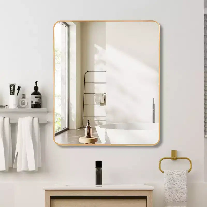Whisen 30x36 Inch Rectangular Bathroom Wall Mirror, HD Glass with Anti-Rust Aluminum Frame