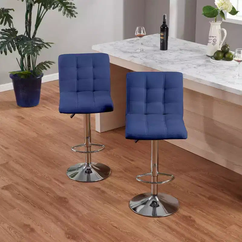 Bar Stools 1 Set of 2, Counter Height Bar Stools, Square Cushion Bar Stools with Back, Footstool, Cafe, 2 pieces