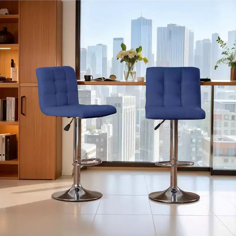 Bar Stools 1 Set of 2, Counter Height Bar Stools, Square Cushion Bar Stools with Back, Footstool, Cafe, 2 pieces