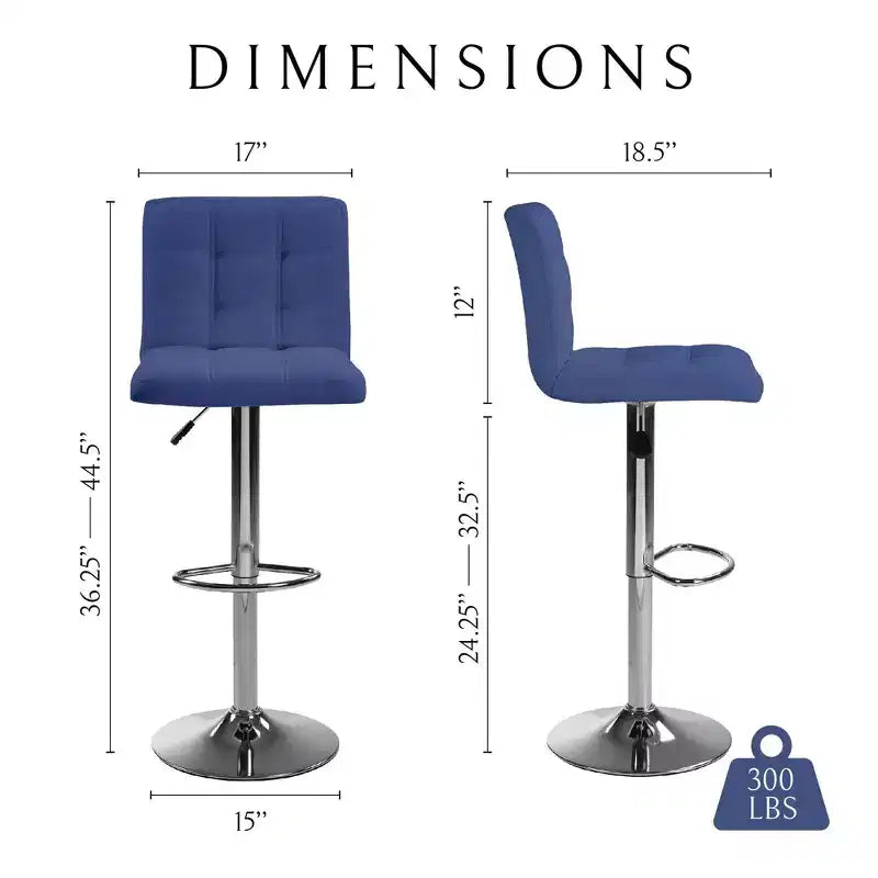 Bar Stools 1 Set of 2, Counter Height Bar Stools, Square Cushion Bar Stools with Back, Footstool, Cafe, 2 pieces