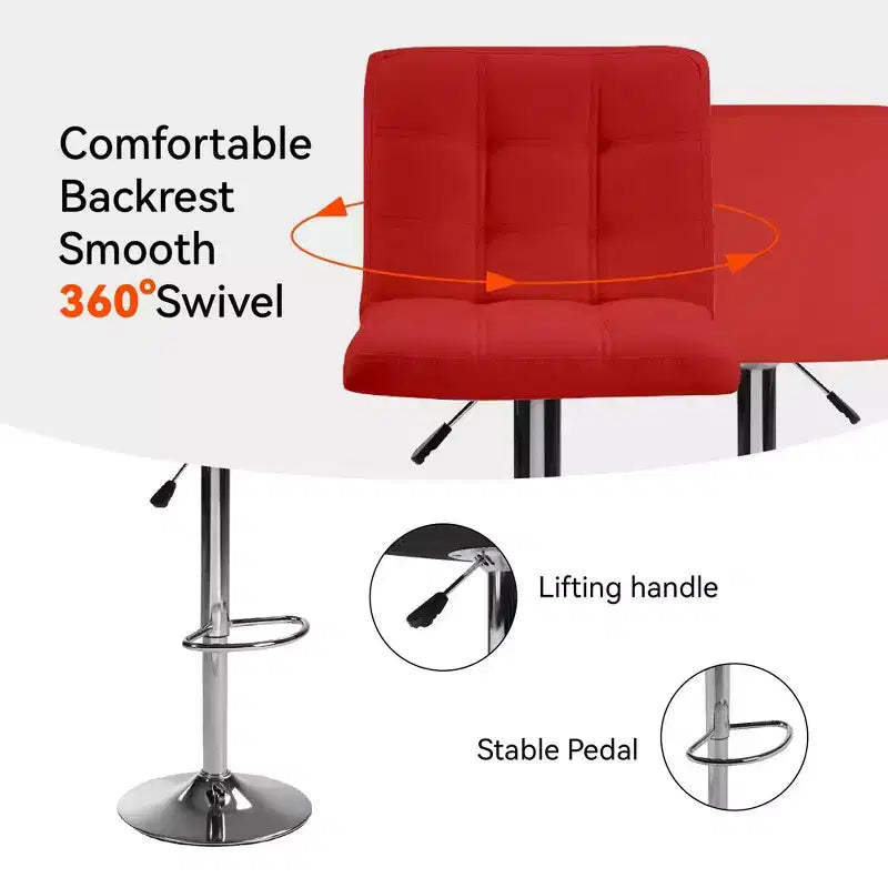 Bar Stools 1 Set of 2, Counter Height Bar Stools, Square Cushion Bar Stools with Back, Footstool, Cafe, 2 pieces