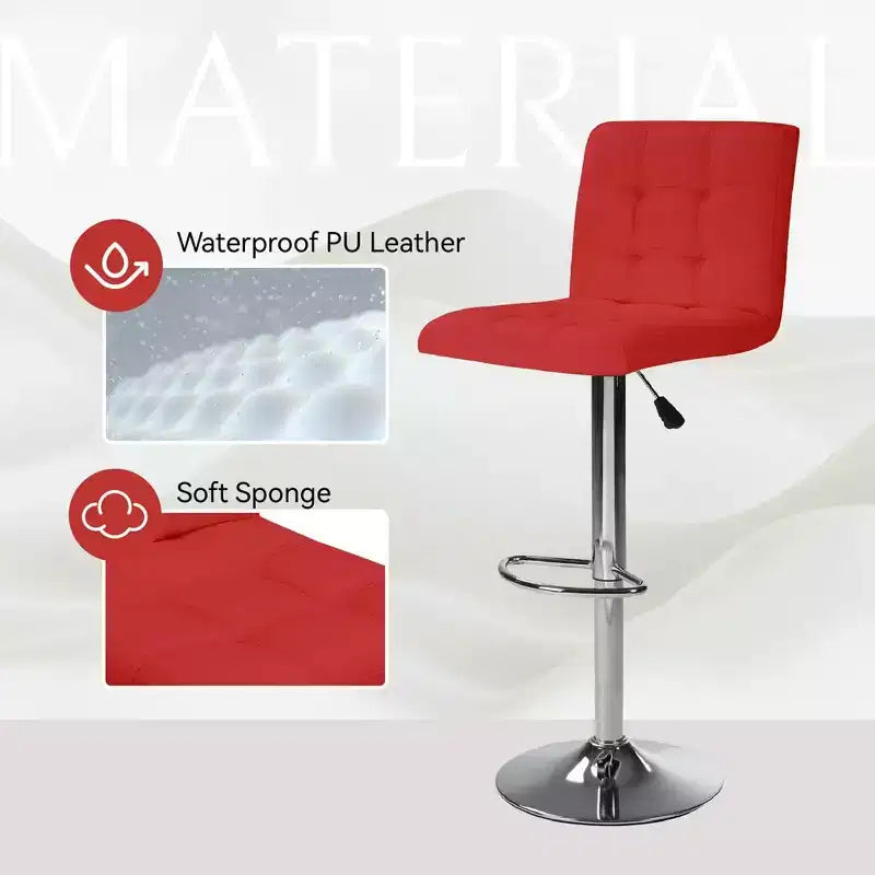 Bar Stools 1 Set of 2, Counter Height Bar Stools, Square Cushion Bar Stools with Back, Footstool, Cafe, 2 pieces