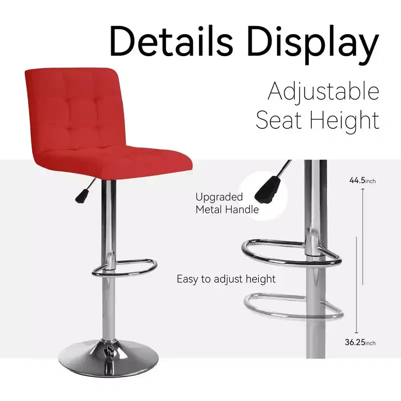 Bar Stools 1 Set of 2, Counter Height Bar Stools, Square Cushion Bar Stools with Back, Footstool, Cafe, 2 pieces
