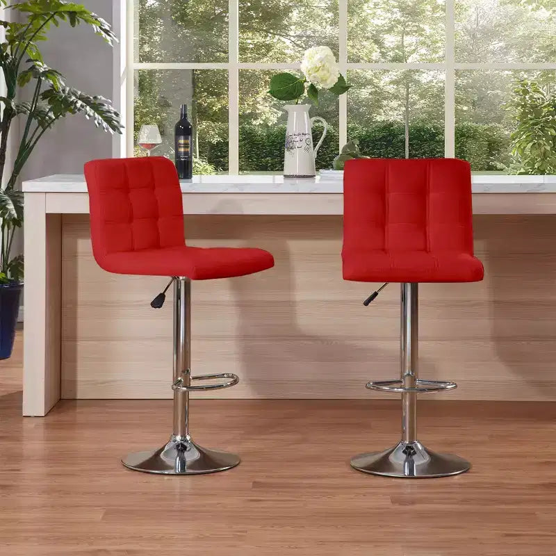 Bar Stools 1 Set of 2, Counter Height Bar Stools, Square Cushion Bar Stools with Back, Footstool, Cafe, 2 pieces